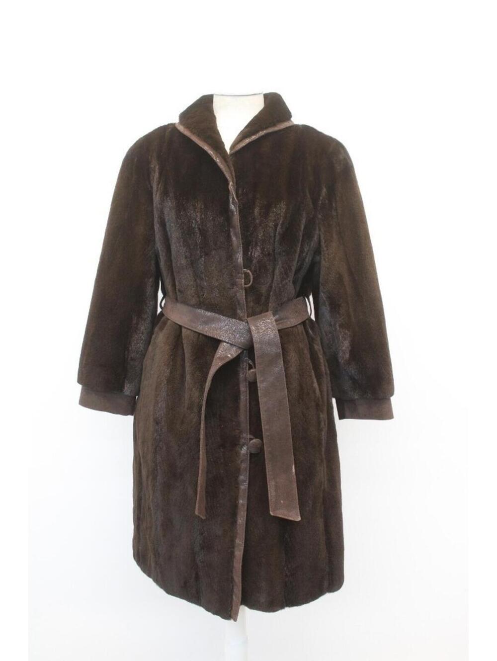 Excellent Sheared Dark Ranch Mink & Suede Fur Coat Jacket Women Woman Size 4